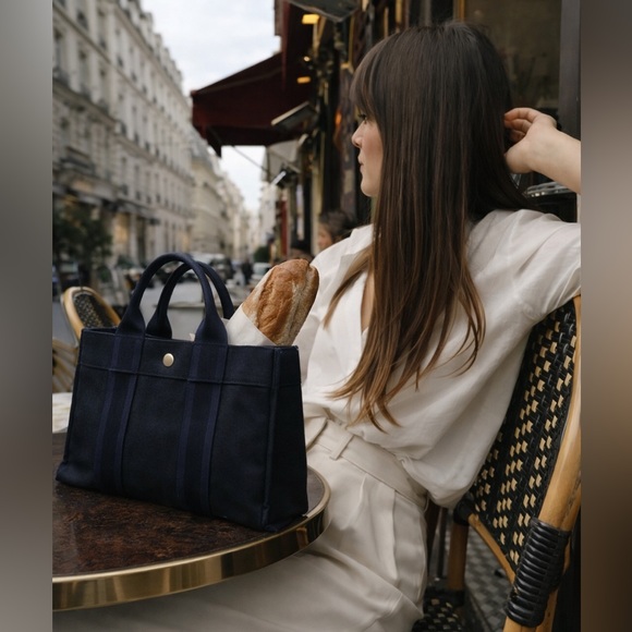 Hermès Fourre-Tout Tote Cotton Canvas Washed Black Navy - Picture 10 of 11